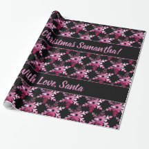 Moderne florale Schneeflocken Muster Schwarz Rosa