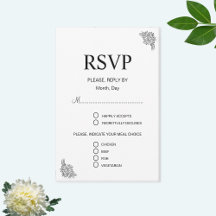 Moderne Florale Schwarze und Weiße Hochzeits-RSVP