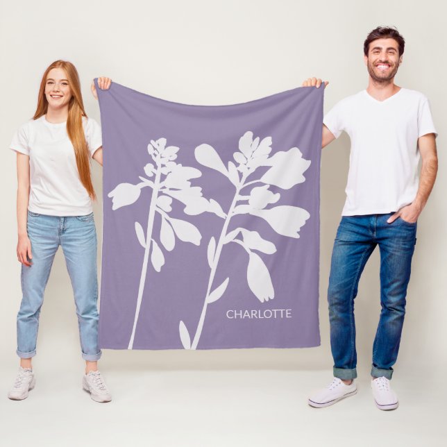 Moderne Florale Silhouette Benutzername  Fleecedecke (Beispiel)