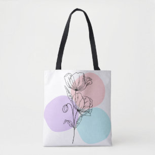 Moderne Florale Tasche mit Linienzeichnung - Bohem