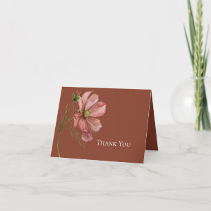 Moderne Florale Terrakotta-Foto-Hochzeit Dankeskarte