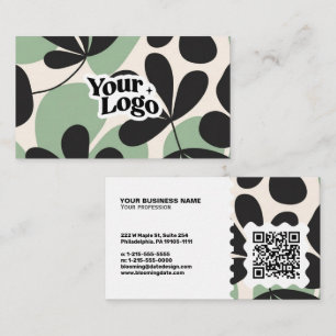 Moderne Florale Visitenkarte – QR-Code & Logo