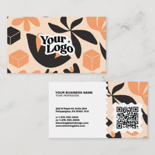 Moderne Florale Visitenkarte – QR-Code & Logo