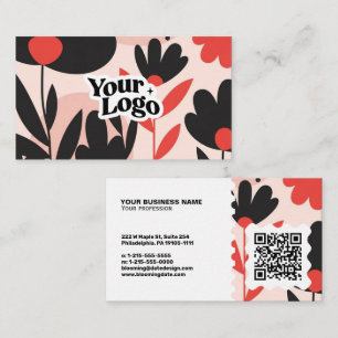 Moderne Florale Visitenkarte – QR-Code & Logo