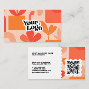 Moderne Florale Visitenkarte – QR-Code & Logo