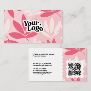 Moderne Florale Visitenkarte – QR-Code & Logo