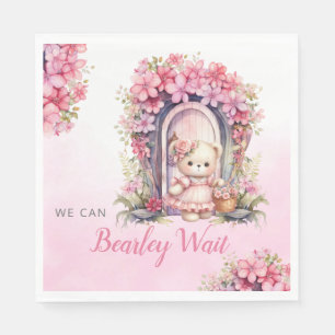 Moderne florale Wasserfarbe Teddy Bären Babydusche Serviette
