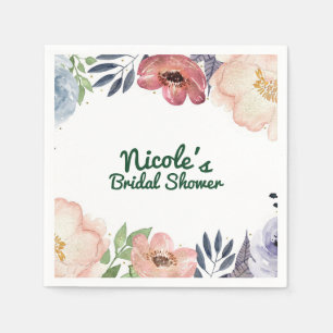 Moderne Florale Wasserfarben-Brautparty Chic Party Serviette