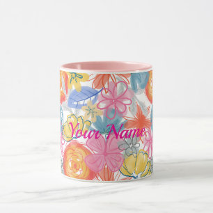 Moderne Florale Wasserfarben-Musterung Tasse