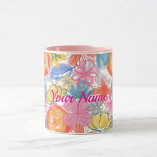 Moderne Florale Wasserfarben-Musterung Tasse