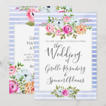Moderne florale Wasserfarben Streifen Hochzeit Ein
