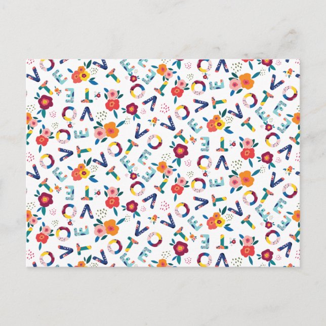Moderne florale Whimsistische Orange Blue Yellow Postkarte (Vorderseite)