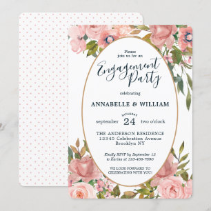 Moderne floralrosa Blush Gold Engagement Party Einladung