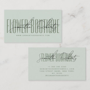 Moderne floristische Blume Boutique grün Visitenkarte