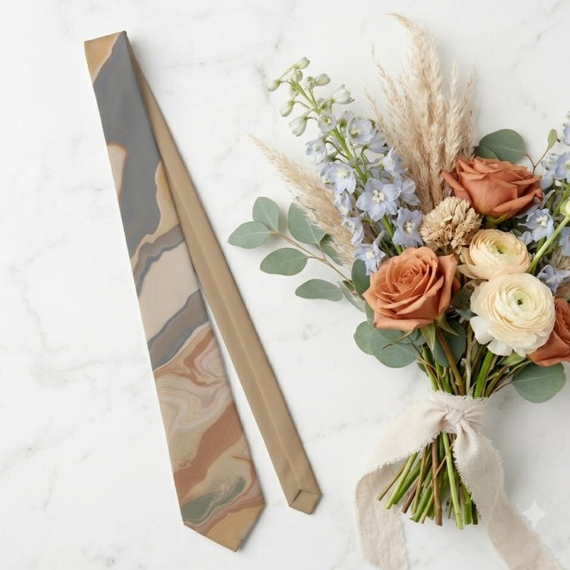 Moderne Fluid Marble Abstract Hochzeit Krawatte (Flowing marble swirls create a chic, modern look for the stylish groom or wedding guest.)