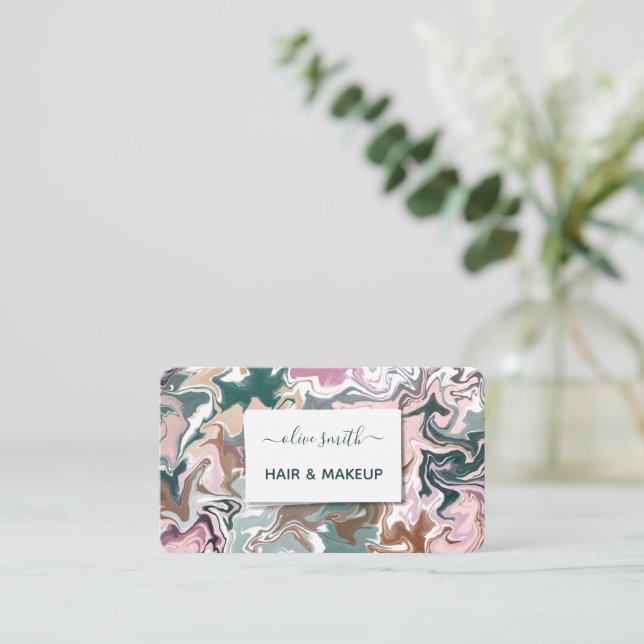 Moderne flüssige Acrylkunde Visitenkarte (Stehend Vorderseite)