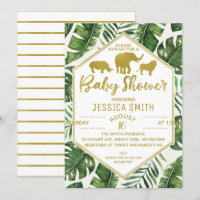 Moderne Foliage Safari Kinderdusche Einladung