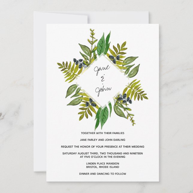 Moderne Foliage Wedding Einladung (Vorderseite)