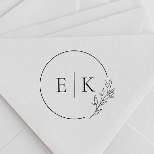 Moderne Foliage Wedding Monogram Permastempel