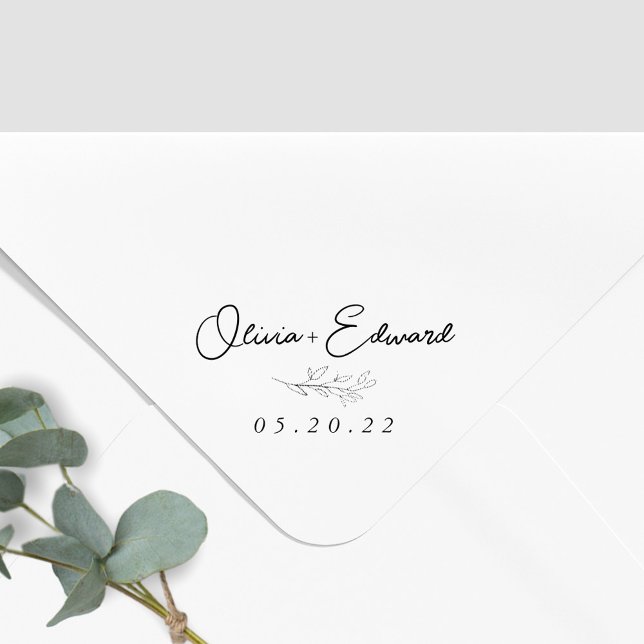 Moderne Foliage Wedding Name Permastempel (Von Creator hochgeladen)
