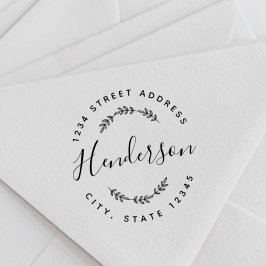 Moderne Foliage Wedding Round Rücksendeadresse Permastempel