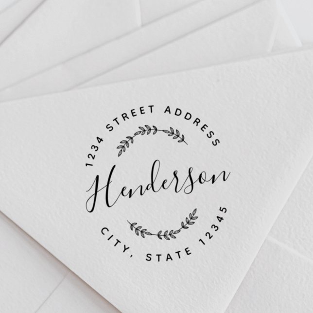 Moderne Foliage Wedding Round Rücksendeadresse Permastempel (Von Creator hochgeladen)