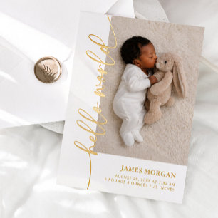 Moderne Folien-Geburtsanzeige-Karte mit Baby-Foto Folieneinladung