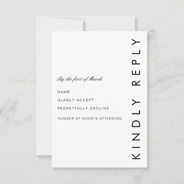 Moderne Folio RSVP Karte (Vorderseite)