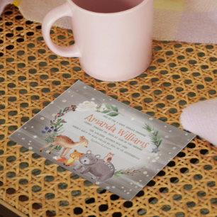 Moderne Forest Friends Berries Cotton Baby Dusche Einladung