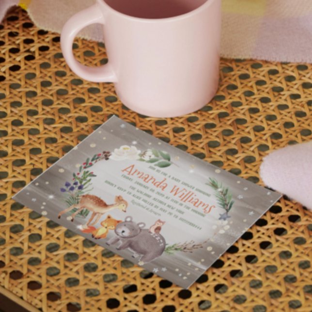 Moderne Forest Friends Berries Cotton Baby Dusche Einladung (Von Creator hochgeladen)