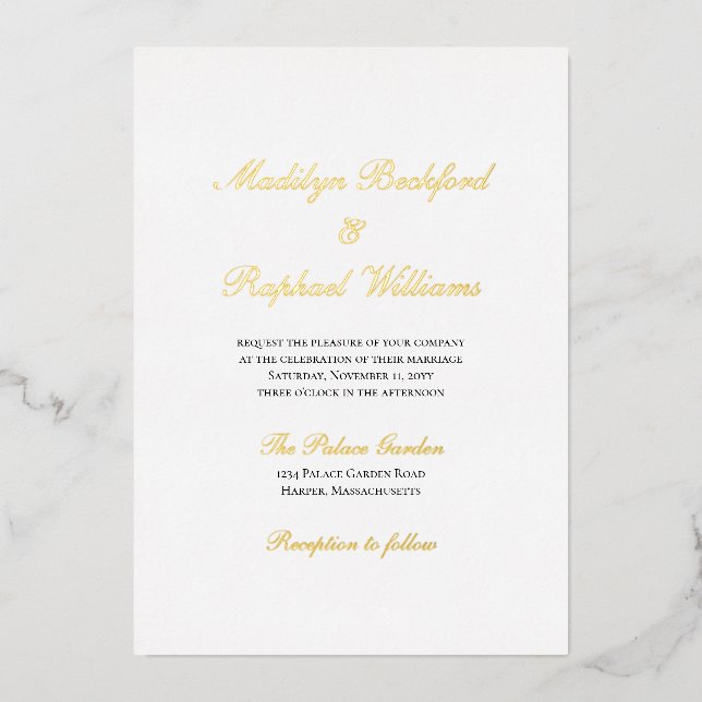 Moderne formelle Hochzeit Folieneinladung (Vorderseite)