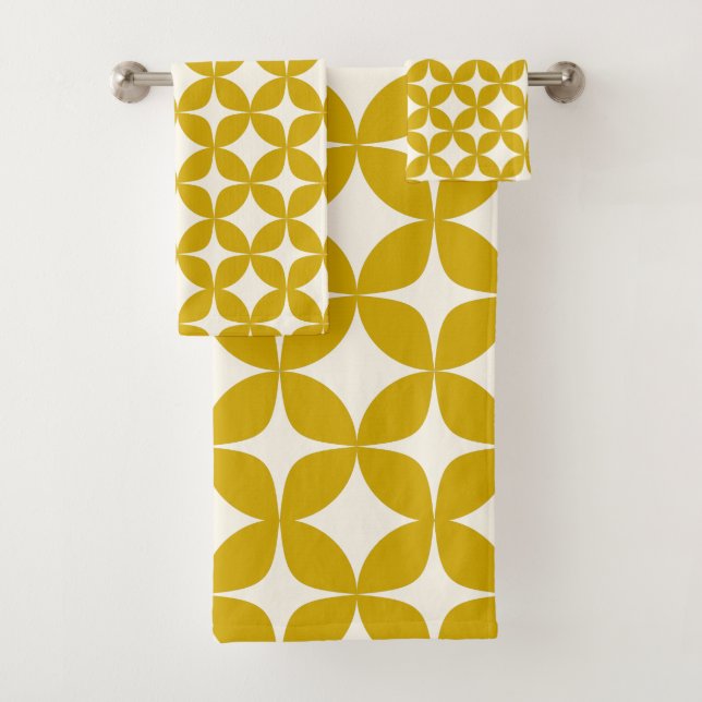 Moderne Formen in Mustard Yellow Badhandtuch Set (Insitu)
