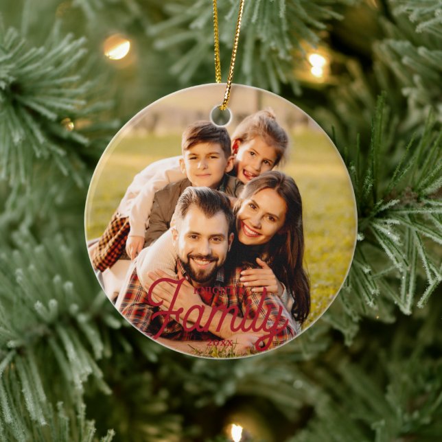 Moderne Foto-2-Familie mit benutzerdefinierter Ker Keramik Ornament (Baum)