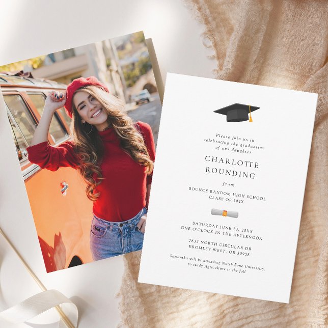 Moderne Foto Abschluss Class of 2025 Party Einladung (Graduation 2025 Party Invitation Photo Card)
