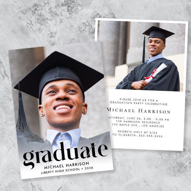 Moderne Foto-Abschlussfeier Einladung (Modern Photo Graduation Party Invitation)