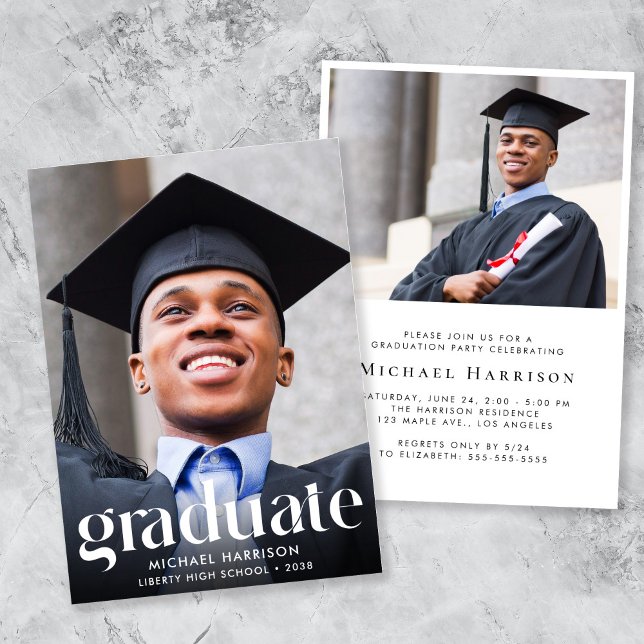 Moderne Foto-Abschlussfeier Einladung (Modern Photo Graduation Party Invitation)