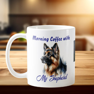 Moderne Foto/Aquarell Schäferhund Personalisieren Kaffeetasse