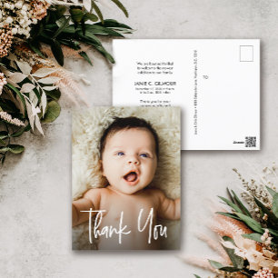 Moderne Foto Baby Danke Geburtsanzeige Postkarte