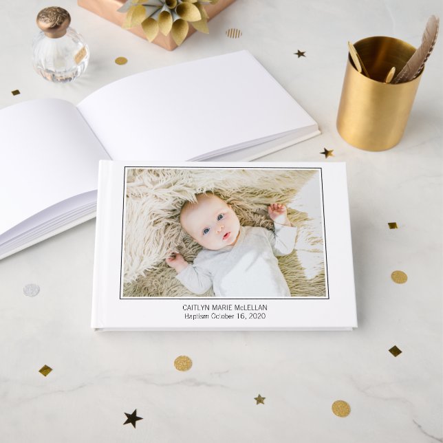 Moderne Foto Baby-Taufe Gästebuch (Vorderseite Offen)