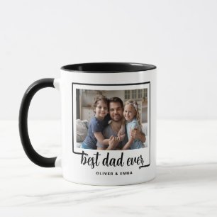 Moderne Foto Best Dad Ever Schwarz Tasse