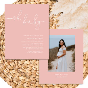 Moderne Foto Blush Pink Girl Babydusche Flyer