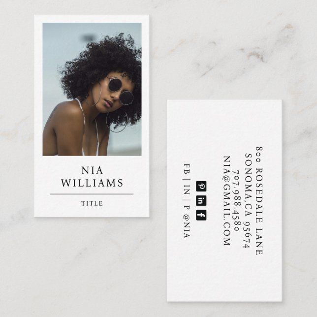 Moderne Foto Business Card Visitenkarte (Vorne/Hinten)