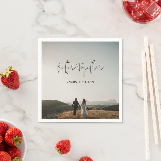 Moderne Foto-Chic-Hochzeit Serviette (Beispiel)
