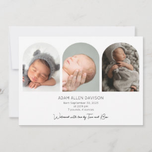 Moderne Foto Collage Birth Announccard Einladung