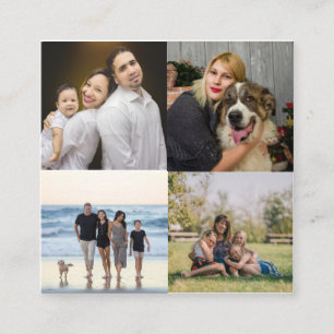 Moderne Foto Collage der 4-Familie Quadratische Visitenkarte