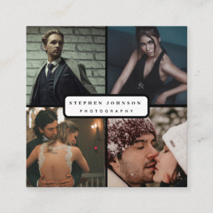 Moderne Foto Collage Fotografie QR Code Quadratische Visitenkarte