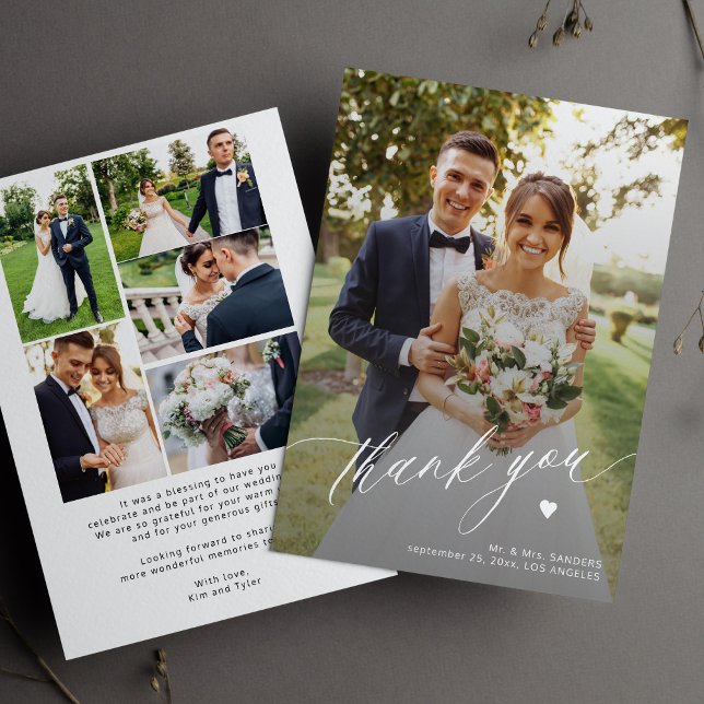 Moderne Foto Collage Hochzeit druckbar Vielen Dank Einladung (Von Creator hochgeladen)