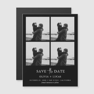 Moderne Foto-Collage Magnetische Hochzeit Termin m Magnetkarte
