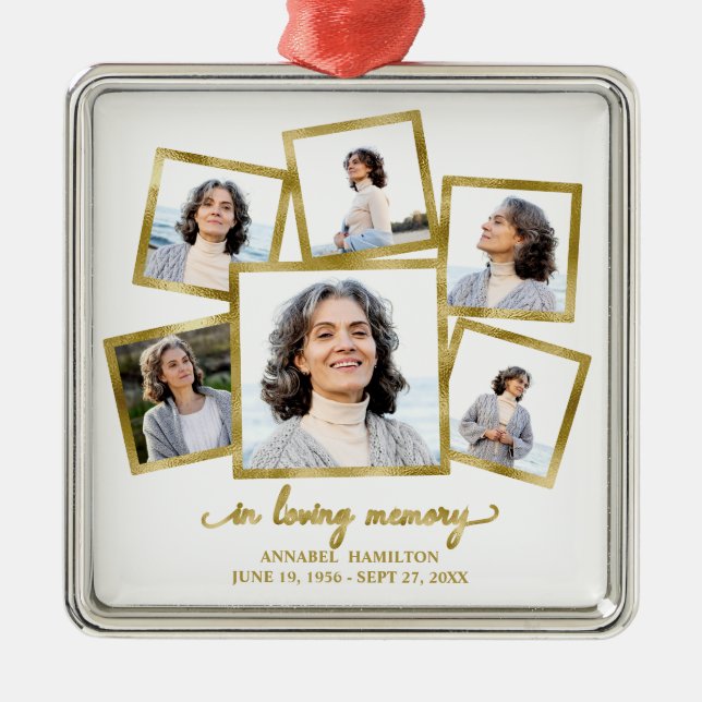 Moderne Foto Collage Memorial Metal Ornament (Vorne)