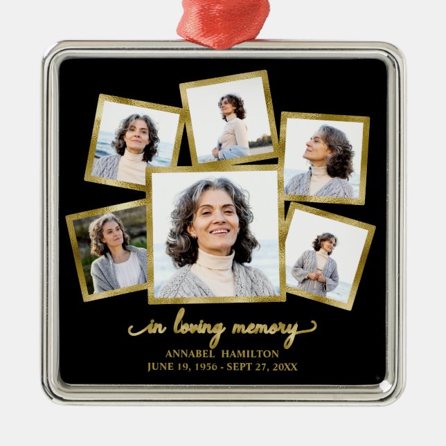 Moderne Foto Collage Memorial Ornament Aus Metall (Vorne)